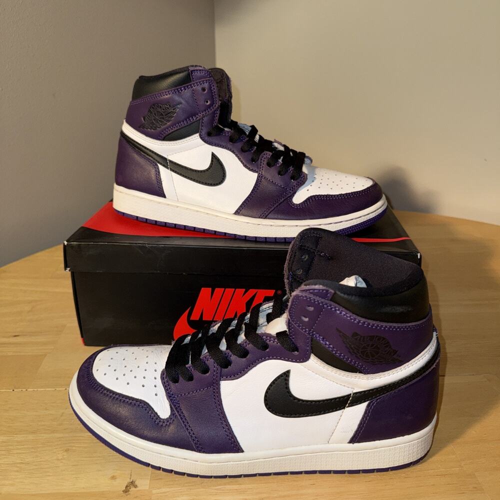 Size 9.5 Men Jordan 1 Retro High OG Court Purple 2.0 2020 With Box 555088-500 - Picture 3 of 11